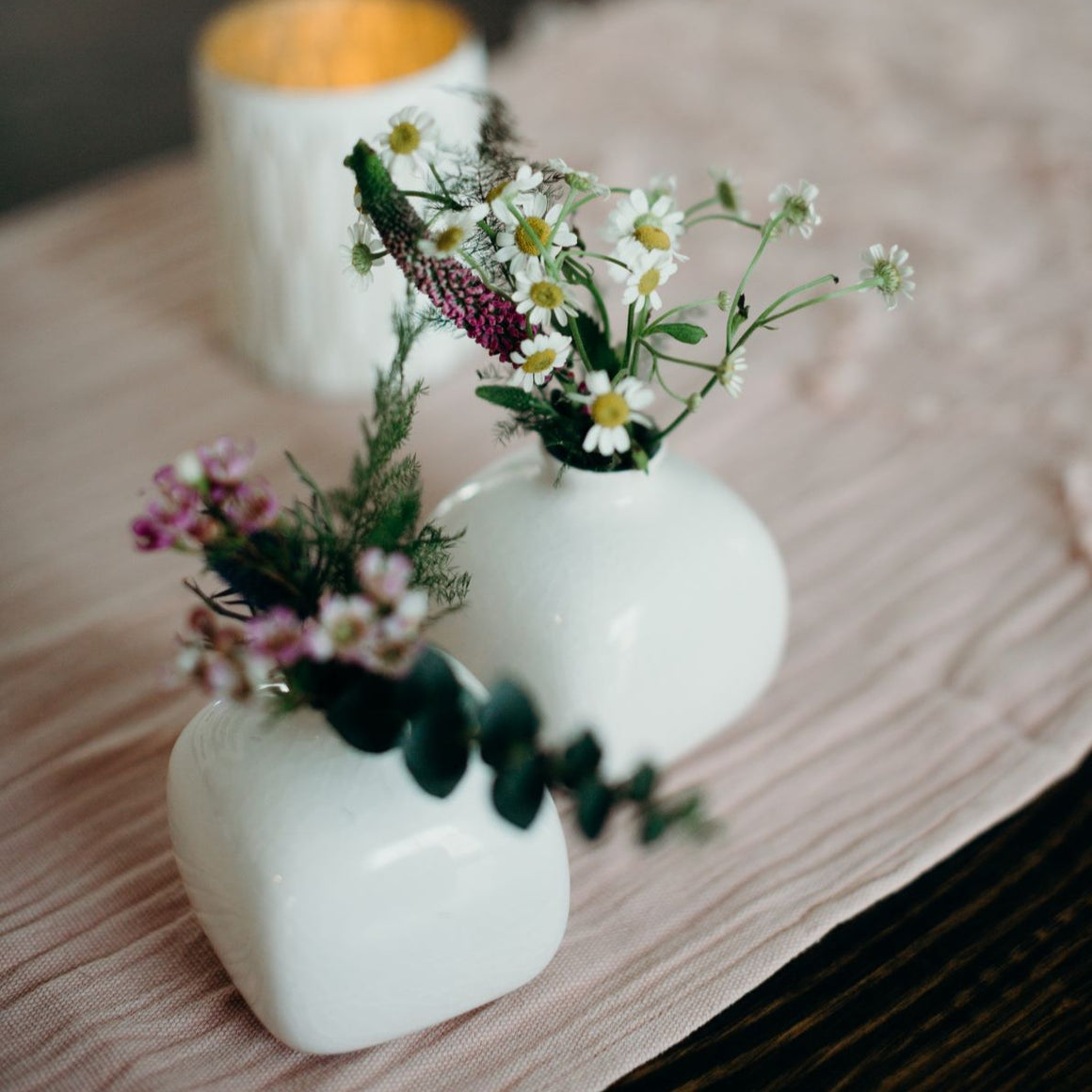 Eggshell White Mini Bud Vase- Set of 2