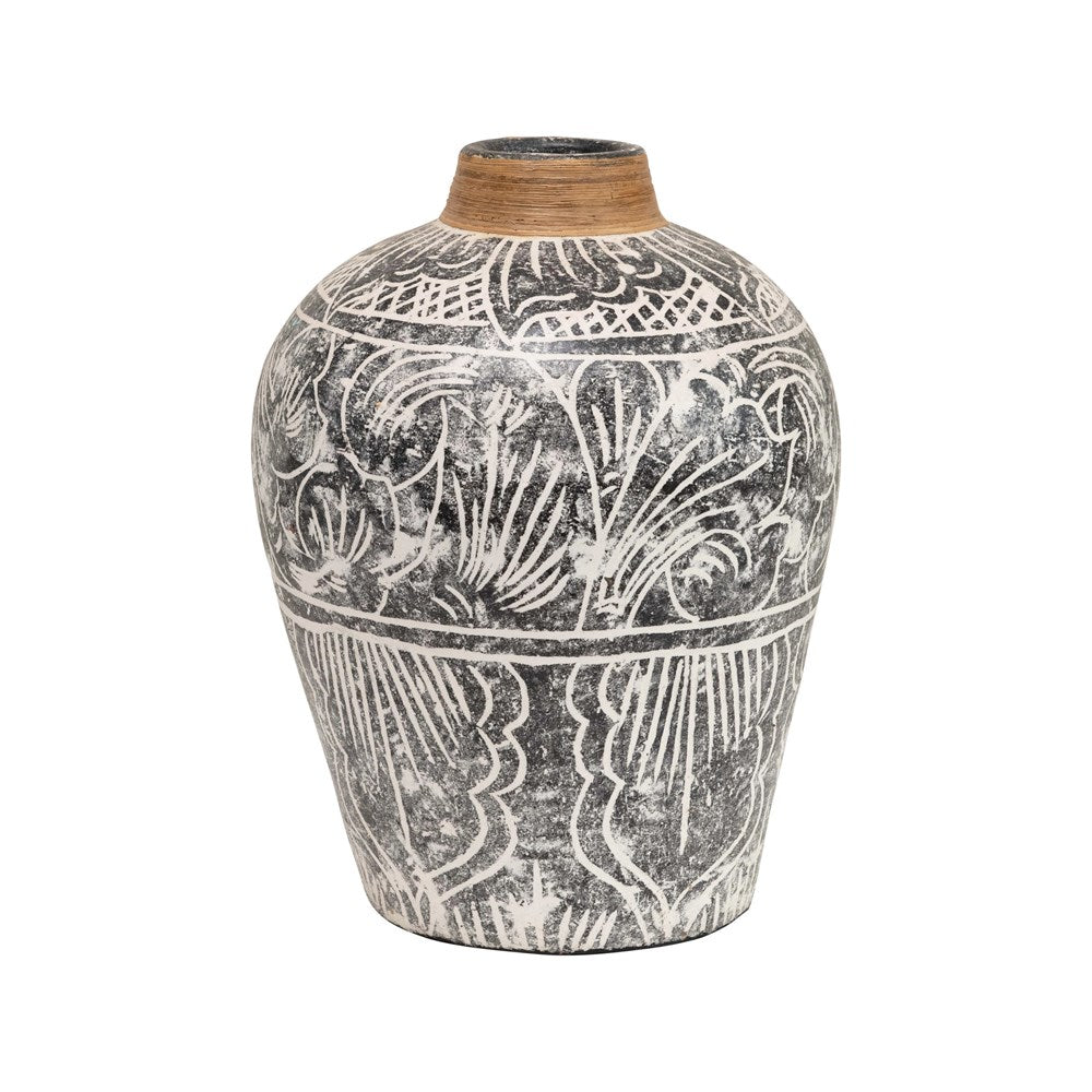 Hand-Painted Terracotta Vase